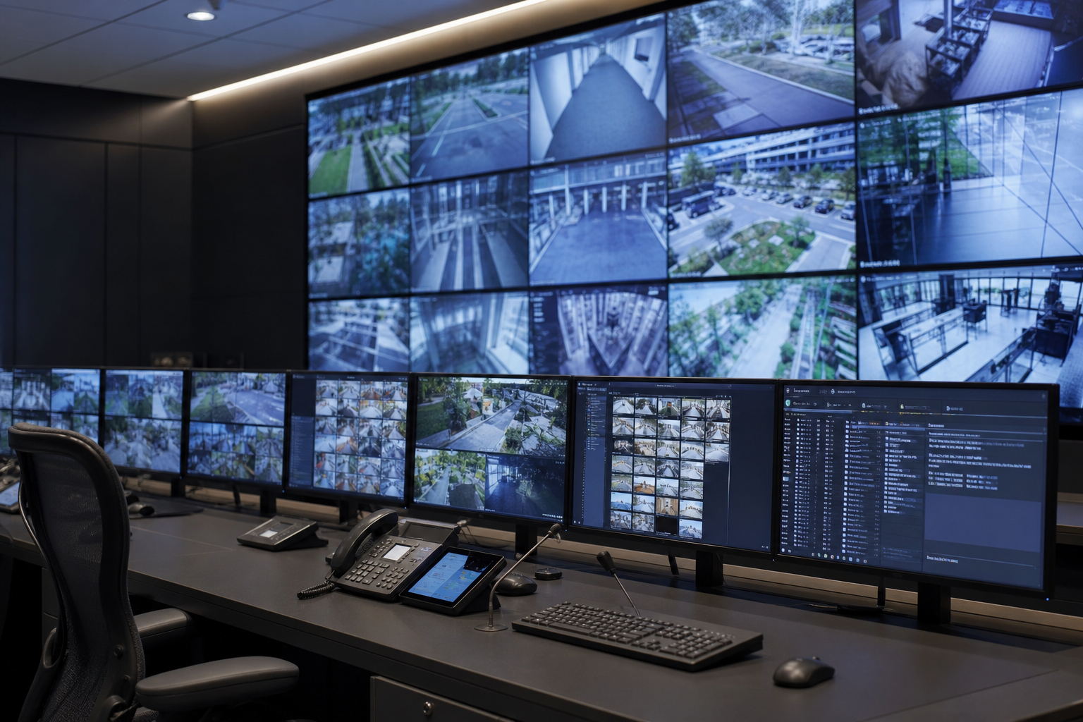 CCTV monitoring displays